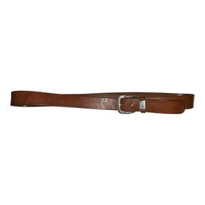 Roundtree & York Men’s Brown Leather Belt with Silver Buckle, Size 38